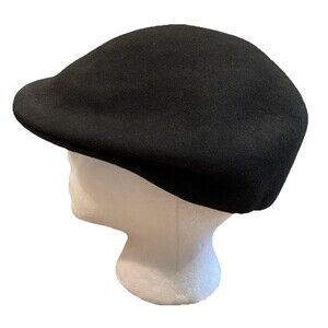 Stetson Black Wool Newsboy Flat Driving Cap Hat Mens Size Large